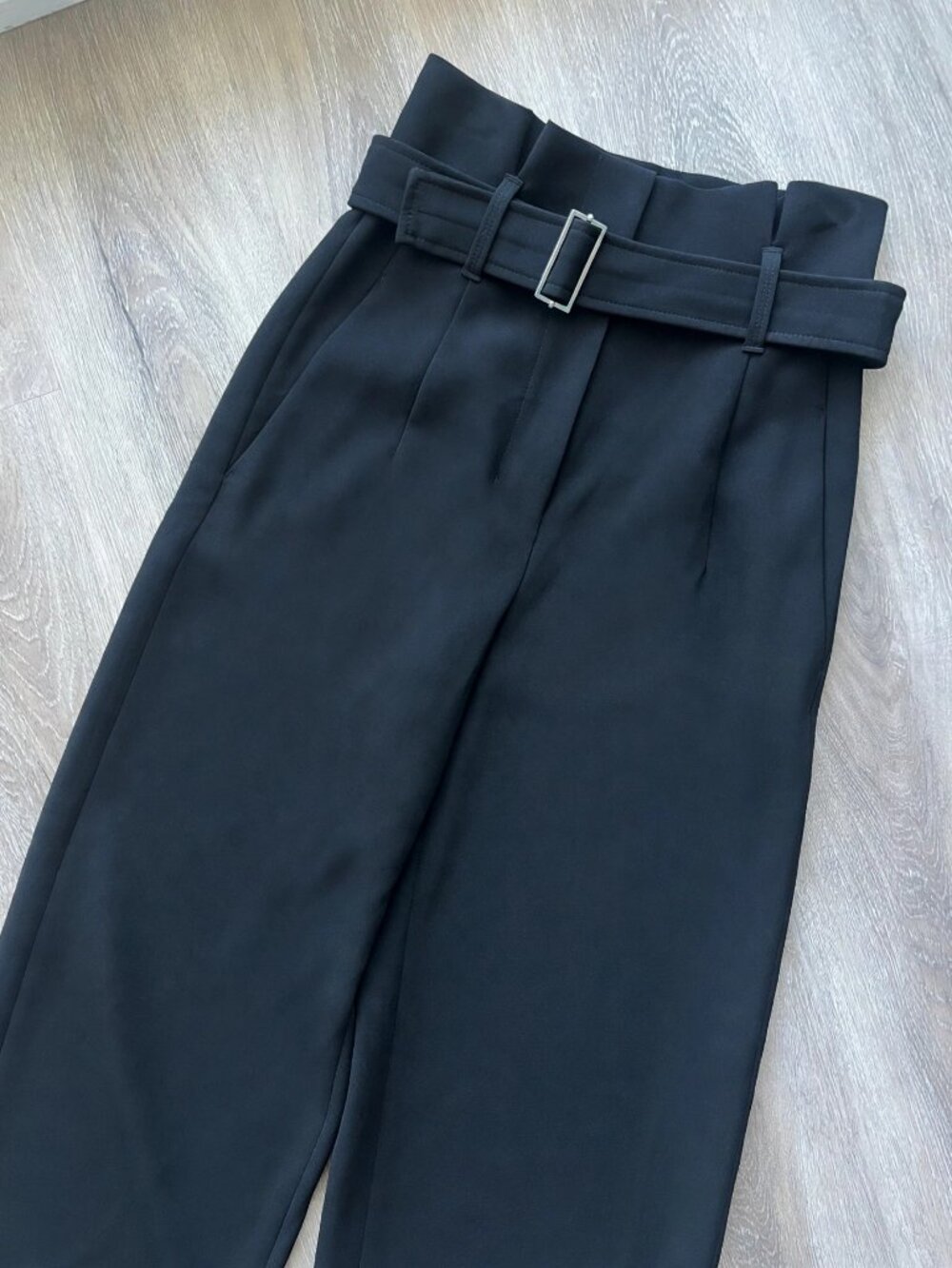 Babaton Black Belted Pleat Trousers